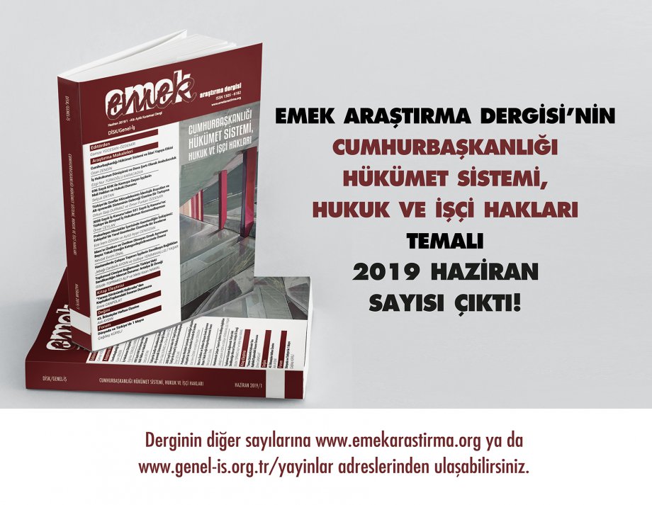 EMEK Araştırma Dergisi Haziran 2019/1 Sayısı Çıktı