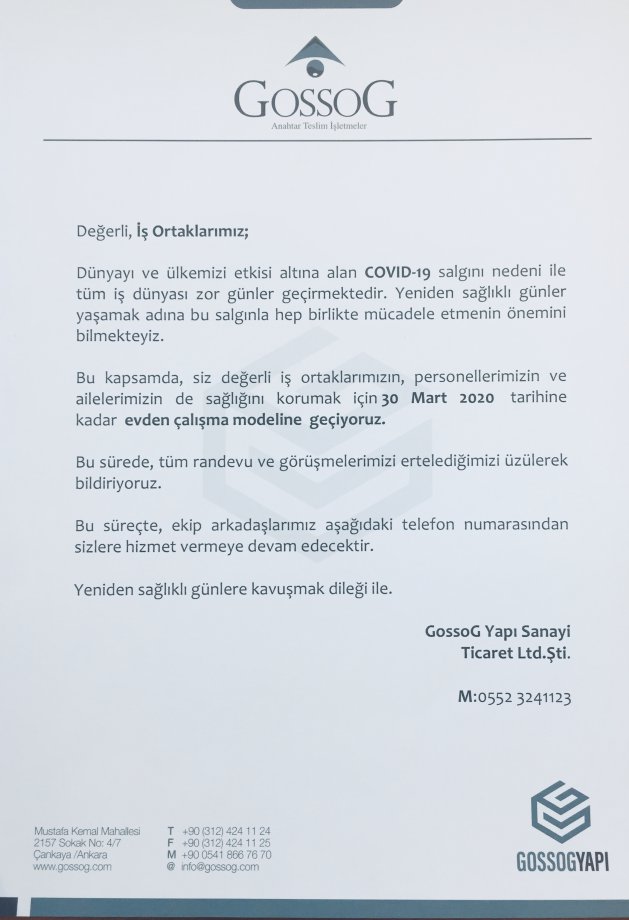 COVİD-19 salgını nedeni ile evden çalışma modeline geçiyoruz.