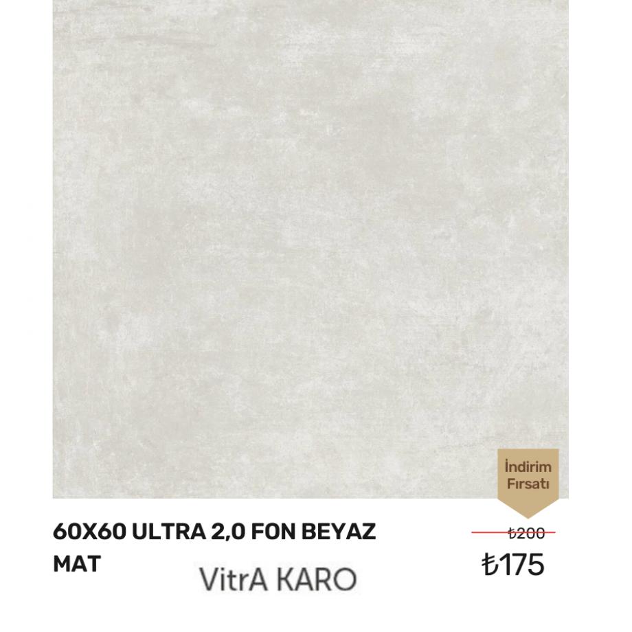 Vitra 60x60 Ultra 2,0 Fon Beyaz Mat