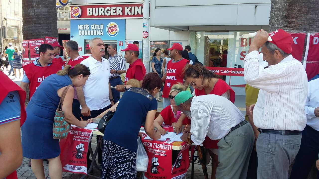 Sendikamız İzmir Şubeleri: Kıdem Tazminatı Alınterimizdir, Geleceğimizdir, Dokunma!